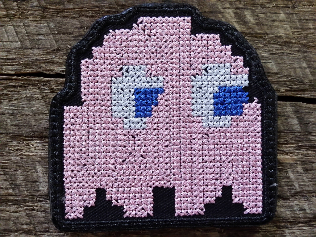 Pac-Man and Ghosts Cross stitched Patches – SDS Threads