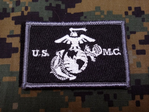 USMC Black and White Embroidered Patches