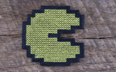 Pac-Man and Ghosts Cross stitched Patches